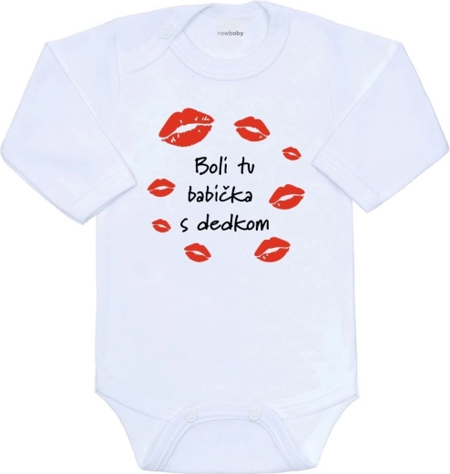 Детско боди с щампа NEW BABY „Бяха тук баба и дядо“