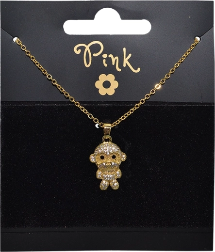 Gold-Plated Necklace with 3D Monkey Pendant with Crystals