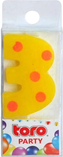 Тортова свещ – цифра 3 TORO, за забождане, 4,5 см
