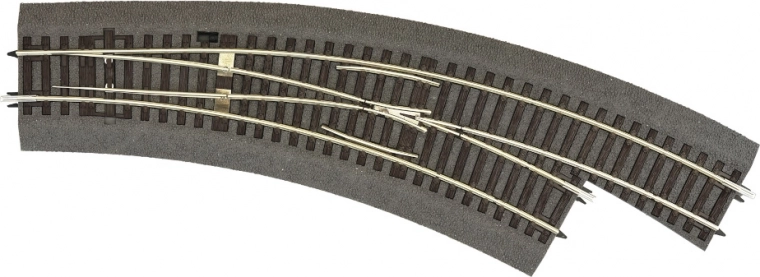 ROCO LINE curved right turnout with roadbed