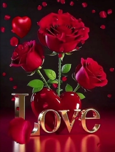 Norimpex диамантено рисуване червени рози с надпис Love 30 × 40 см