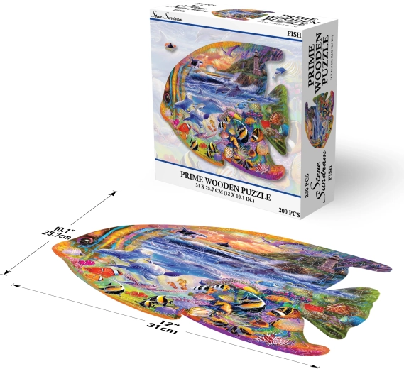 Prime 3D дървен пъзел риба – 200 части