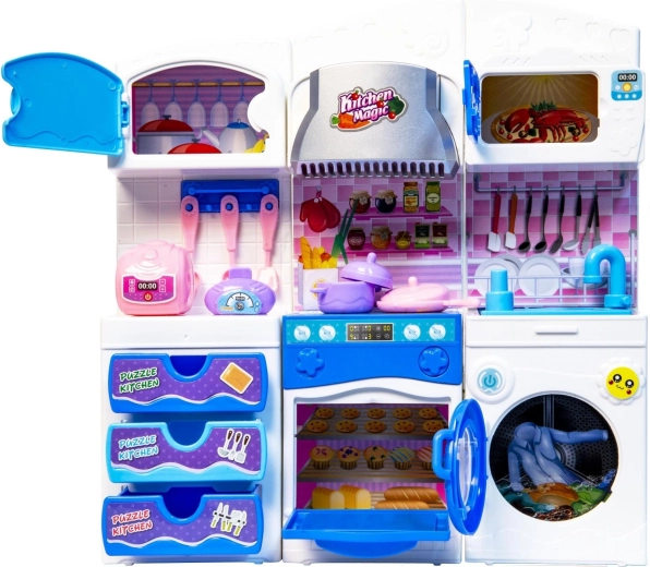 Doll kitchen set in blue