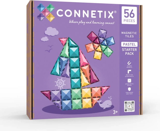 Pastel Magnetic Tiles Starter Set, 56 Pieces
