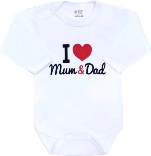Бебешко боди New Baby I Love Mum and Dad, дълъг ръкав, размер 68