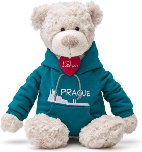 Spencer Bear in a Blue Hoodie Prague 35 cm