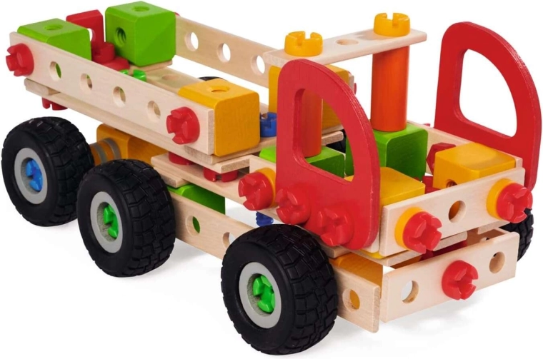 Wooden pieces and real construction