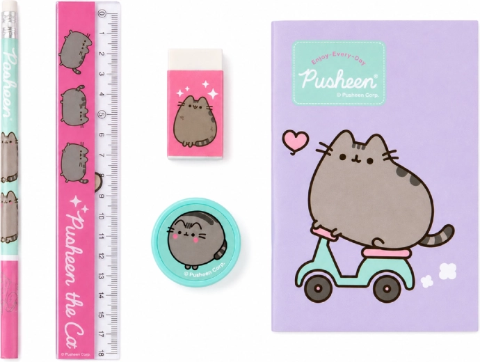 Петчастен училищен комплект Pusheen в лилаво