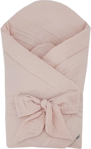 EKO muslin baby swaddle wrap without stiffening, powder pink, 75 × 75 cm