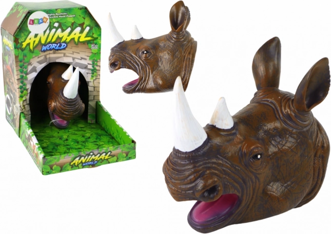 Brown Plush Rhino Hand Puppet