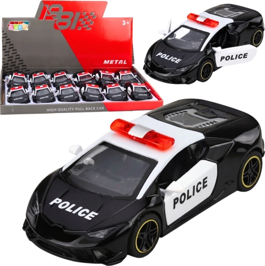 Metal Police Sports Car with Pull-Back Drive 1:43