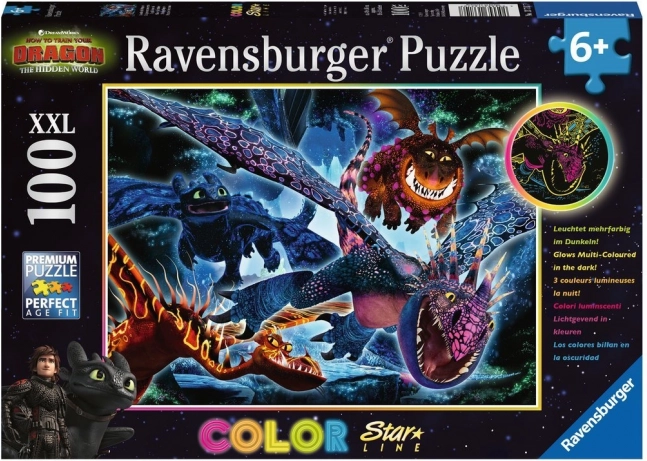 glow-in-the-dark puzzle how to train your dragon 3 xxl 100 pieces – ravensburger