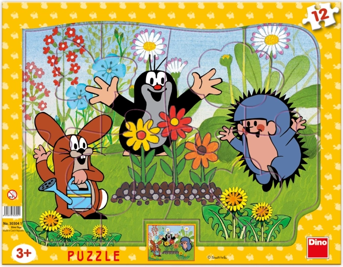 Dino Puzzle Little Mole and Friends – Gardener, 12 pieces