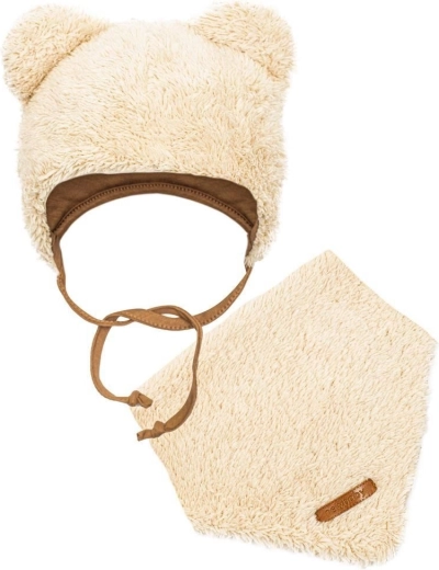 Зимен бебешки комплект New Baby Teddy bear – шапка и шал яка, бежов