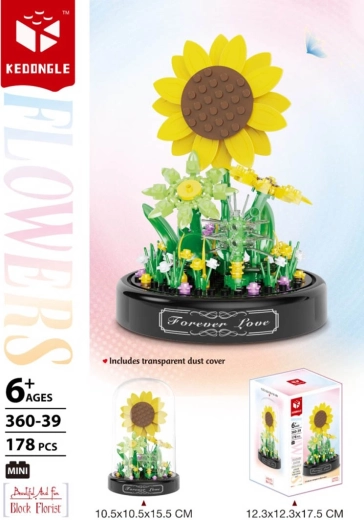 Sunflower building set under a protective dome – 178 pieces