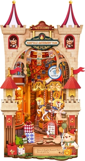 RoboTime Rolife Book Nook Fairy Tale Amusement Park – 3D Wooden DIY Bookend Kit with LED