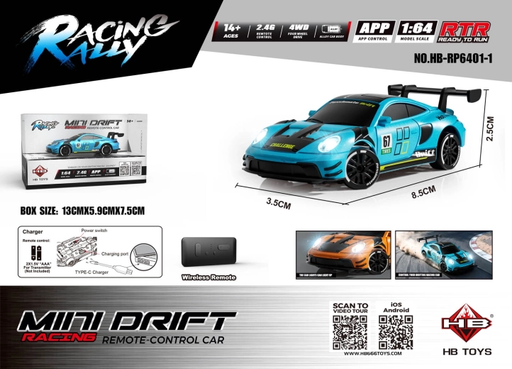 RC Car Mini Drift SmokeRacer Blue