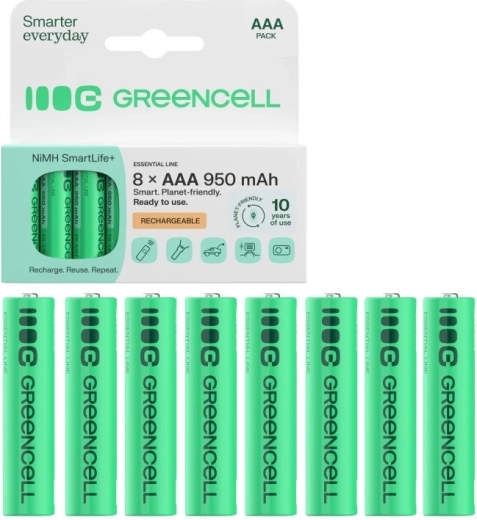 Green Cell rechargeable AAA batteries (HR03) 950 mAh 1.2 V, 8 pcs