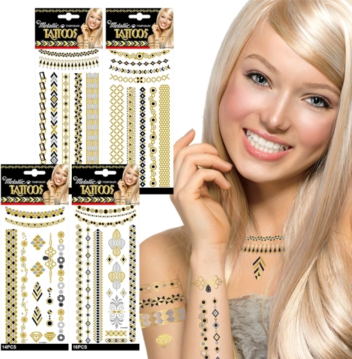 Metallic Temporary Tattoos – 4 Styles