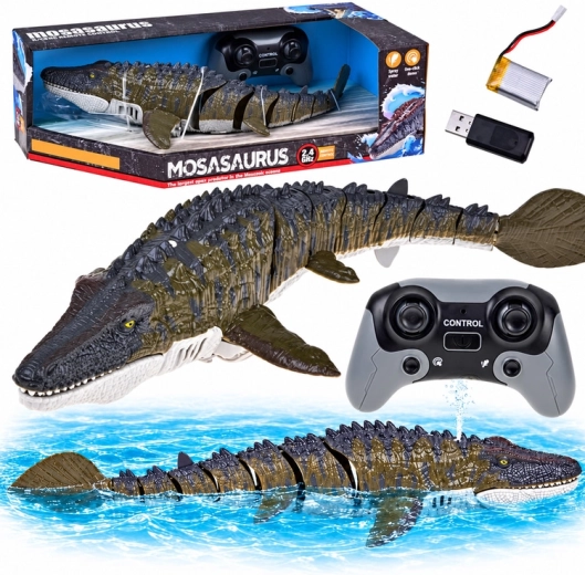 Remote-controlled mosasaurus for water, swims and sprays water 40 cm