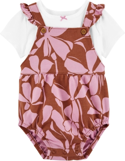 CARTER'S 2-piece set: short-sleeve T-shirt and floral suspender shorts – NB / size 56