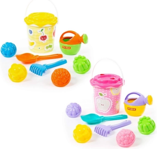 Sand set with decorated bucket, 9 pcs