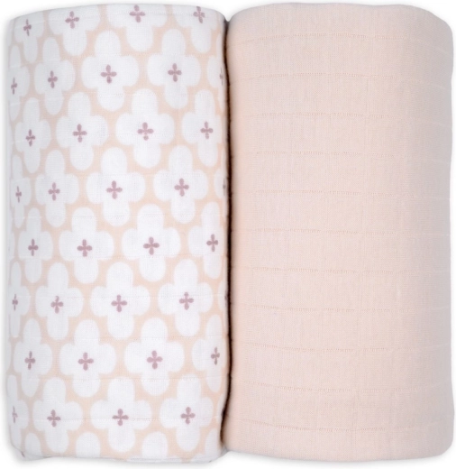 Lodger swaddler made of organic cotton 110 × 110 cm (2 pcs) – matcha/powder