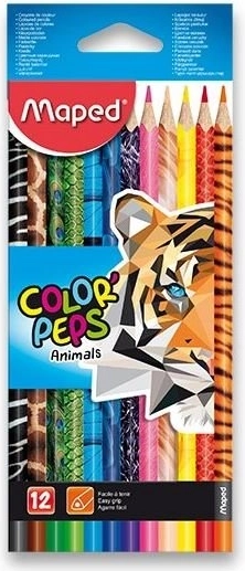 MAPED триъгълни цветни моливи Color'Peps Animals 12 бр.