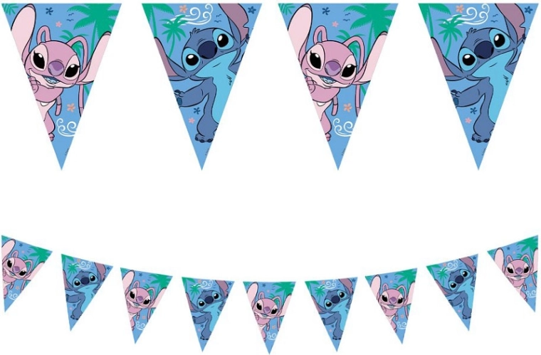 Хартиен банер с флагчета STITCH & ANGEL Disney