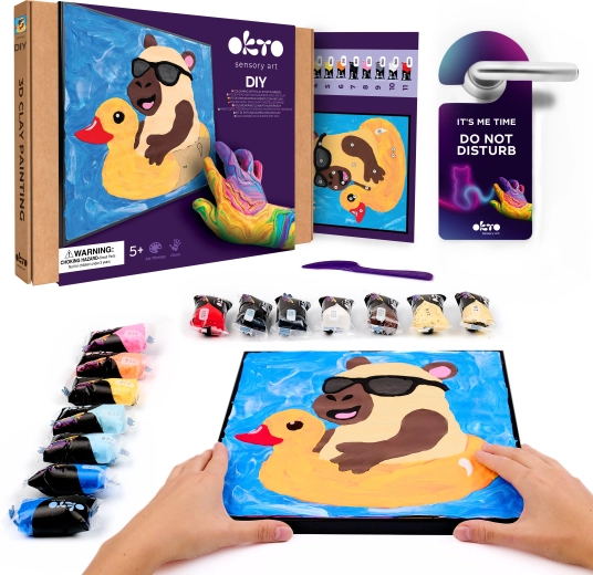 Okto Capybara art kit – paint-by-numbers with clay 29 × 29 cm