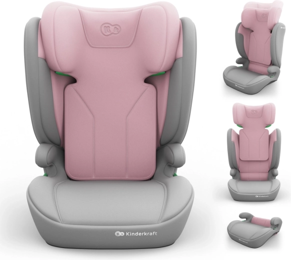 Детско столче за кола Kinderkraft i-spark 2 plus i-size 100–150 см, розово
