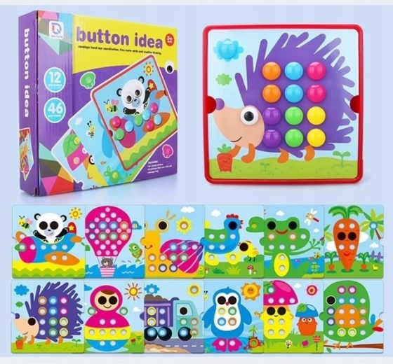 Button Mosaic Book Hedgehog – fine motor skills training