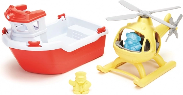Green Toys спасителна лодка с хеликоптер 2 в 1