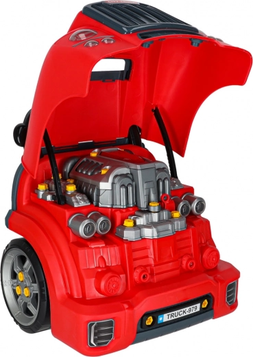 Opening hood and disassemblable engine