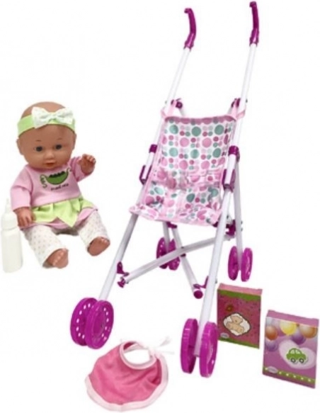 Doll Julka with a stroller 30 cm