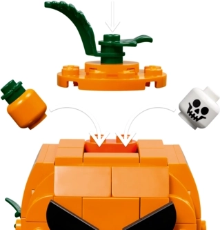 An opening, customizable pumpkin with accessories