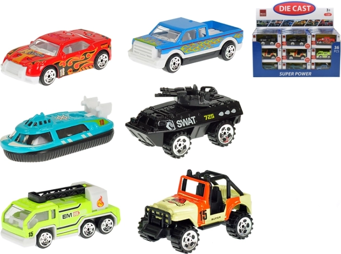 Metal toy car 7 cm 1:64 with free-rolling wheels