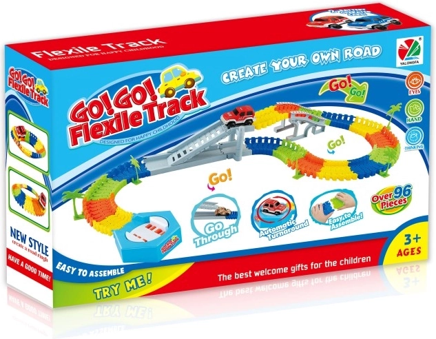 Variable racing track 96 pieces with car