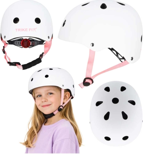 Детска велосипедна каска с LED TRIKE FIX S 48–54 см бяла