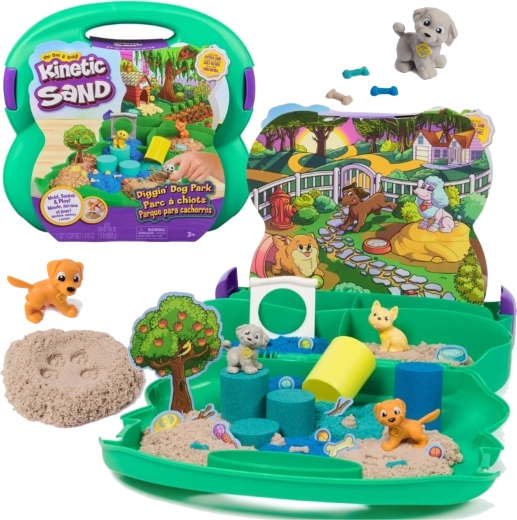 Kinetic Sand Diggin’ Dog Park преносим комплект с пясък и кученца