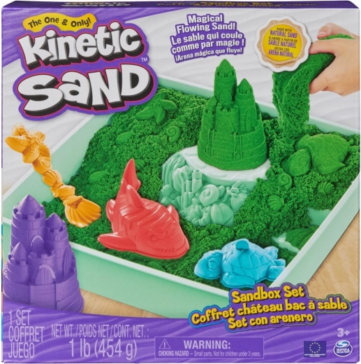 Kinetic Sand – зелена настолна пясъчна игра с тава