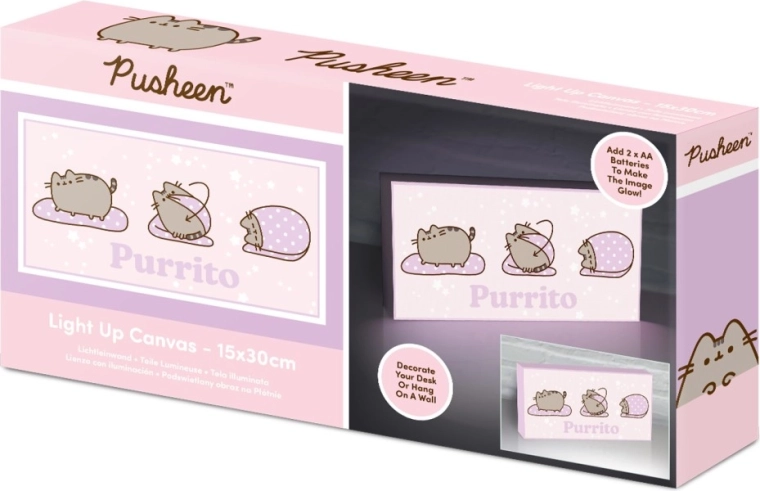 Pusheen Light-Up Picture 15 × 30 cm – Pink Background Purrito