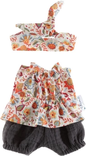 Tunic with pants and wrist belt for a 32 cm doll in a colorful combination