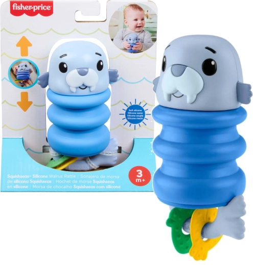 Sensory rattle for babies with seal and silicone spring FISHER-PRICE