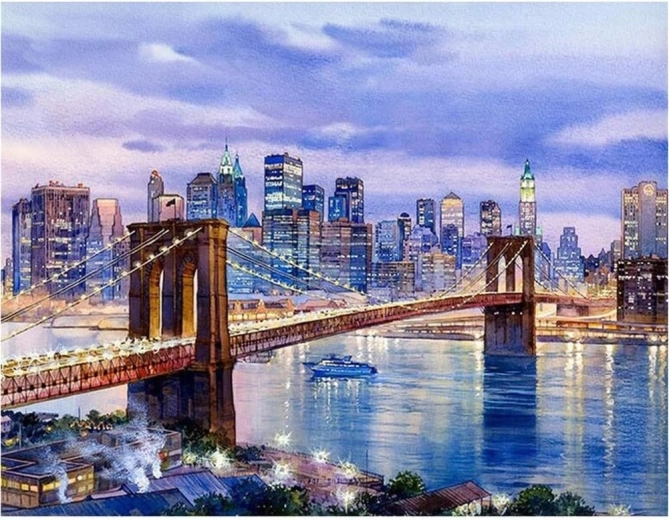 Диамантено рисуване Ню Йорк – Бруклински мост 30 × 40 см