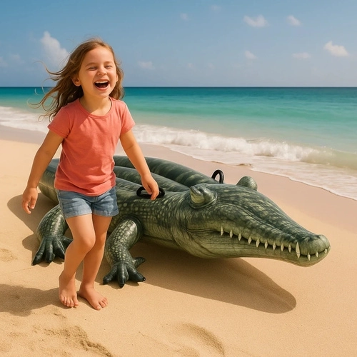 A large realistic crocodile that entertains