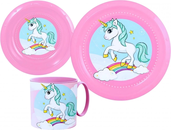 Children's plastic dining set Unicorn (3-piece)