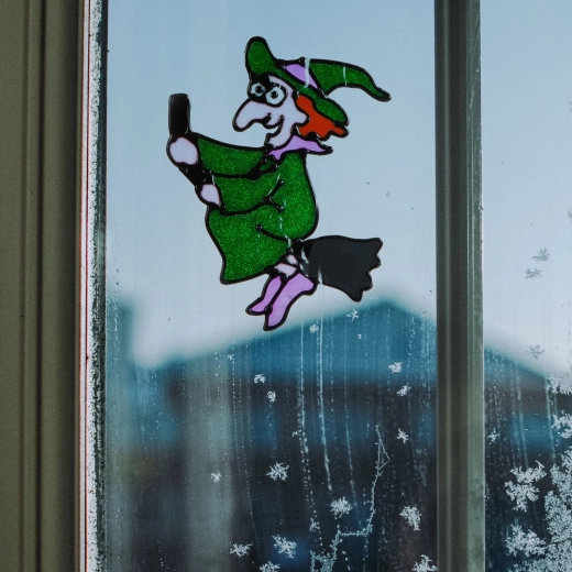Glittery Halloween Witch Window Decoration