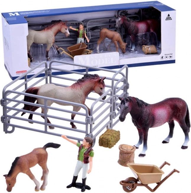 Farm Horse Stable Figurine Set – With foal