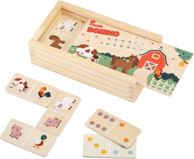 Домино ферма 2KIDS TOYS – двустранно дървено домино за деца